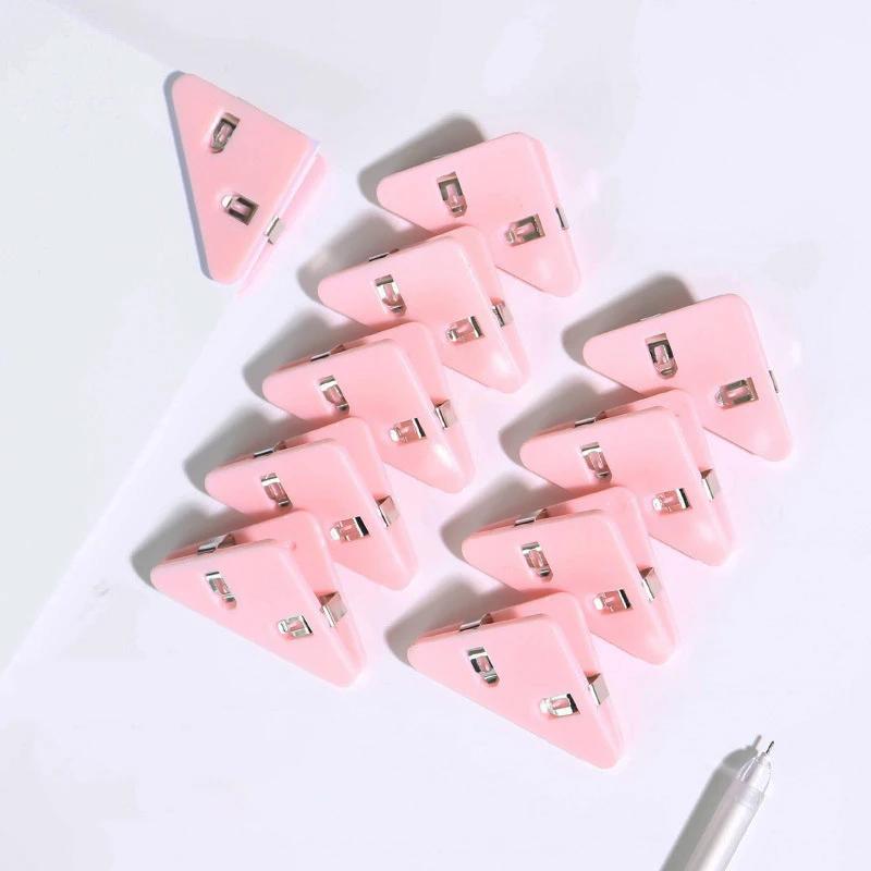 Kawaii 5pcs Triangle Corner Clips File Paper Clips File Index Photo Clamp Page Holder Korean Stationery Office Desk Organizer