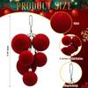 Wine Red Flocked Christmas Ball Ornaments Set Of 6 Tree Hanging Decor Holiday Party Home Festive Decoration