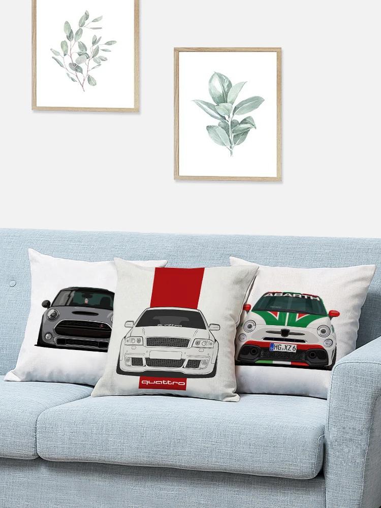 Classic Car Cushion Cover Printed Pattern Sofa Pillow  Home Decor Party  Bedding