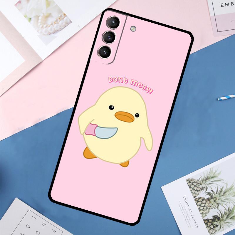 Cartoon Duck Knife Case For Samsung Galaxy S24 Ultra S21 S22 S23 S25 Ultra S9 S10 Plus S20 FE S25 FE Back Cover