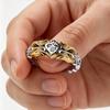 Hart Kroon Koning Ring Tweekleurig Ingelegd Zirkonia Luxe Vingerring Vintage Mode Statement Sieraden voor Mannen Feest Dagelijkse Slijtage