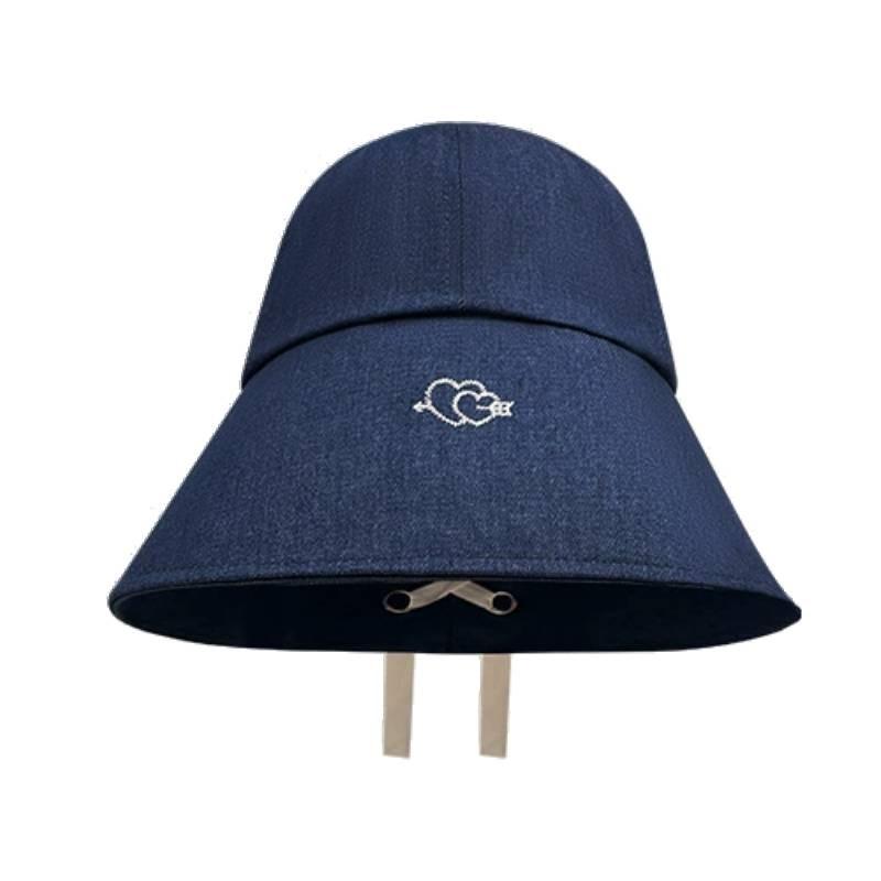 

Модная джинсовая шляпа рыбака с принтом сердечка и дизайном с бантом для повседневной носки темно-синий