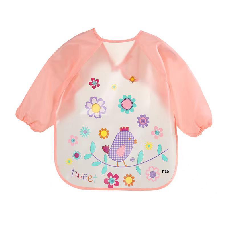 Waterproof Stain-Proof Baby Bib & Art Smock for 1-3 Year Olds – Thin Long-Sleeve Korean Style, Ideal for Summer.