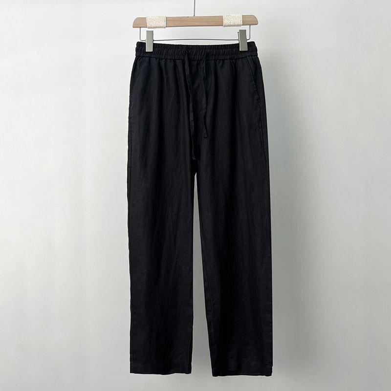 High-end Pure Linen Men's Pants, Summer Linen Pants, Men's Cotton and Linen Pants, Loose Wide-leg Straight Casual Trousers, Spring and Autumn