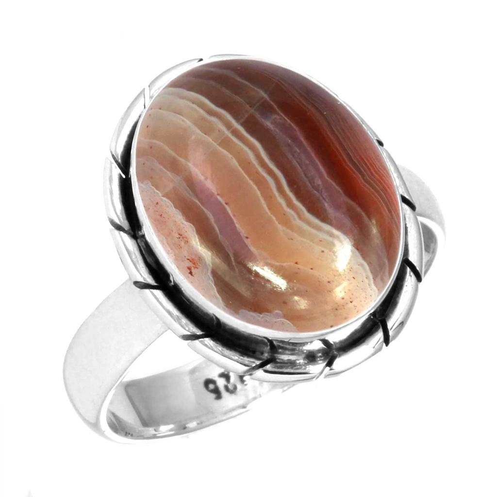 925 Sterling Silver Ring Women Gemstone Handmade Jewelry Engagement Gift Amazonite Angelite Blue Opal Botswana Agate Mohave Azurite Chrysocolla
