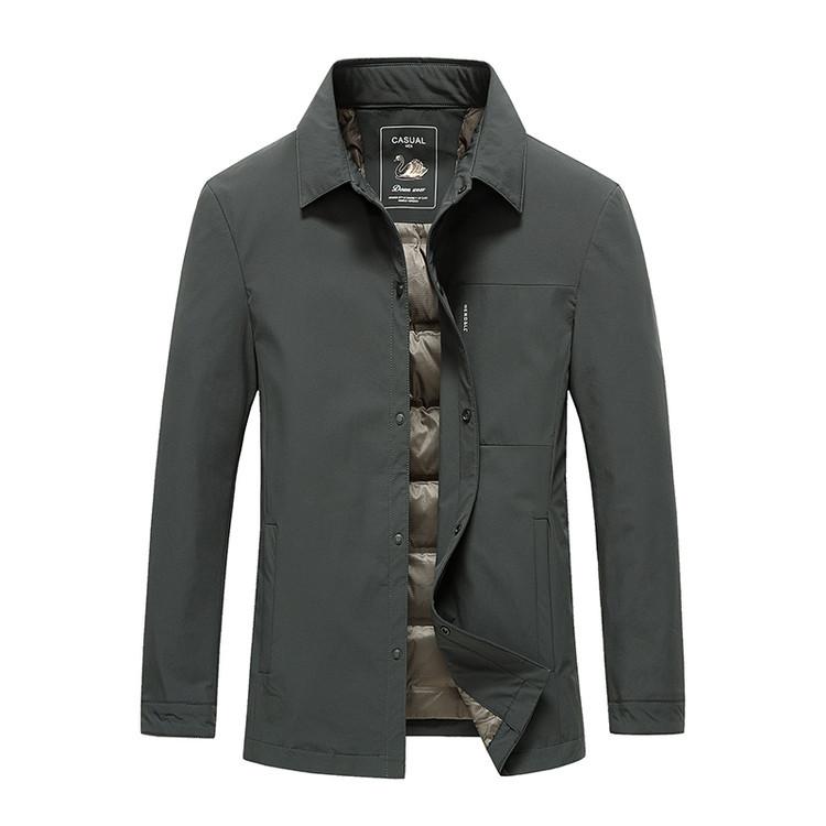2026 Autumn/Winter Men's High-End Patchwork Goose Down Jacket - Warm Lapel Coat