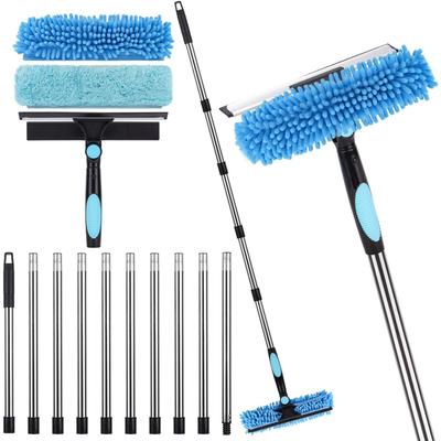 Window Squeegee Cleaner Tool with Extension Pole: 2-in-1 Window Cleaning Kit - 86.6 Inch Telescopic Long Window Cleaning Tool for High Windows Car