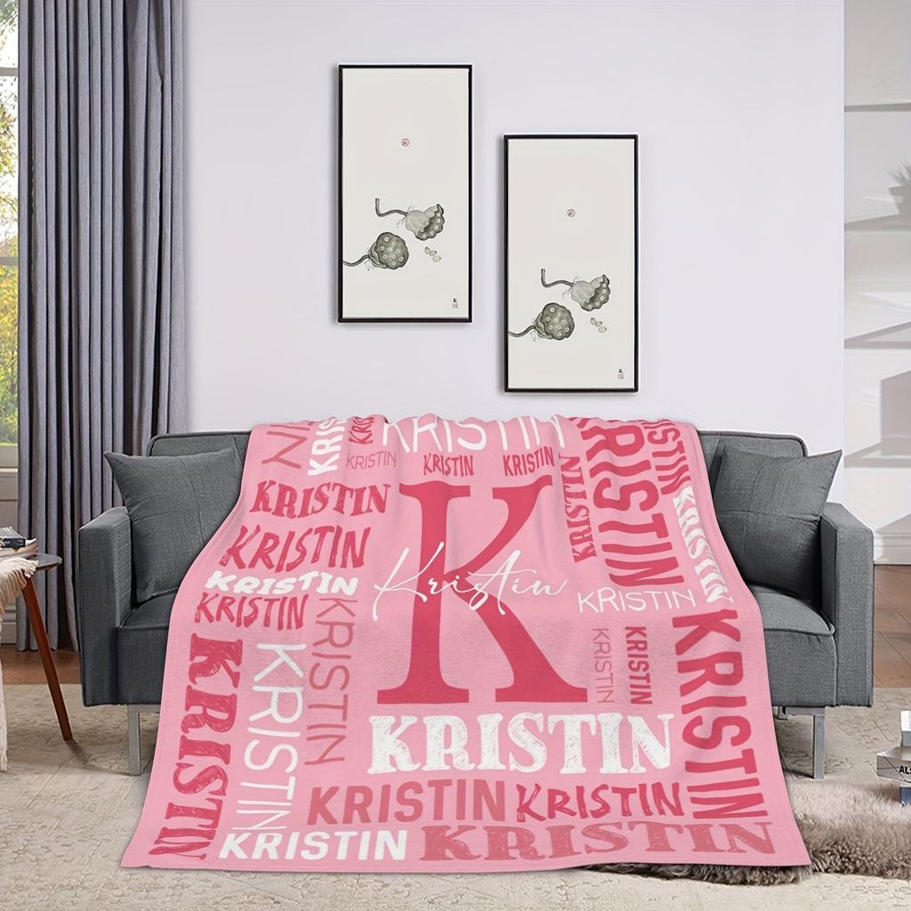 Personalized Custom Blanket For Adult Kids Customizable Name Flannel Blanket Soft Cozy For Bed Sofa Travel Perfect Birthday Gift