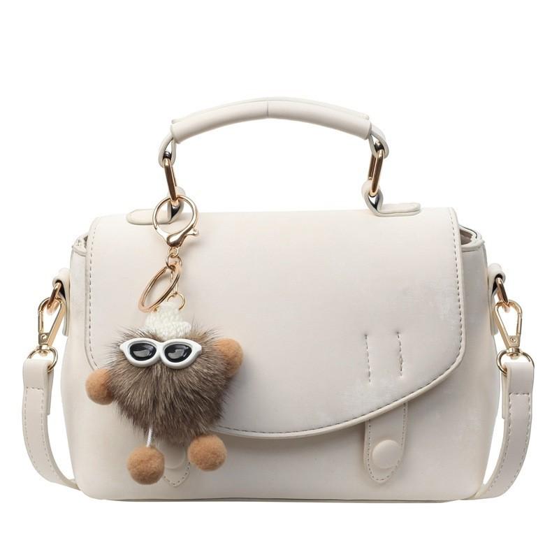 Stylish Urban Minimalist Pu Small Square Bag With Car Stitching Details бежевый