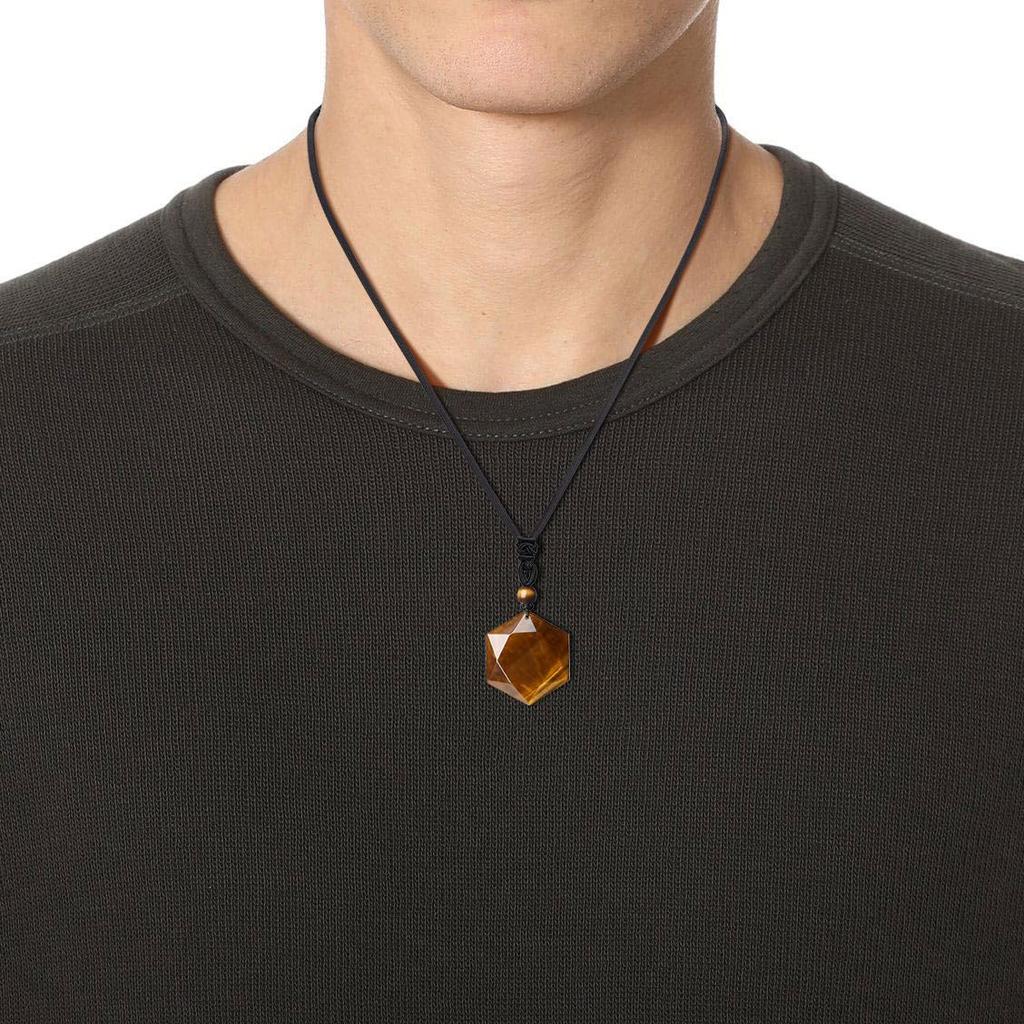 COAI Hexagram Tiger Eye Lucky Charm Power Stone Pendant for Men and for Financial Business and Business Adjustable Length [COAI] Women, Luck, Luck,