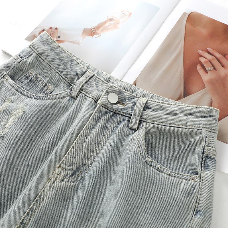 2025 Women's Rhinestone Ripped Jeans: Retro Straight & Loose Wide-Leg Styles for Spring and Autumn