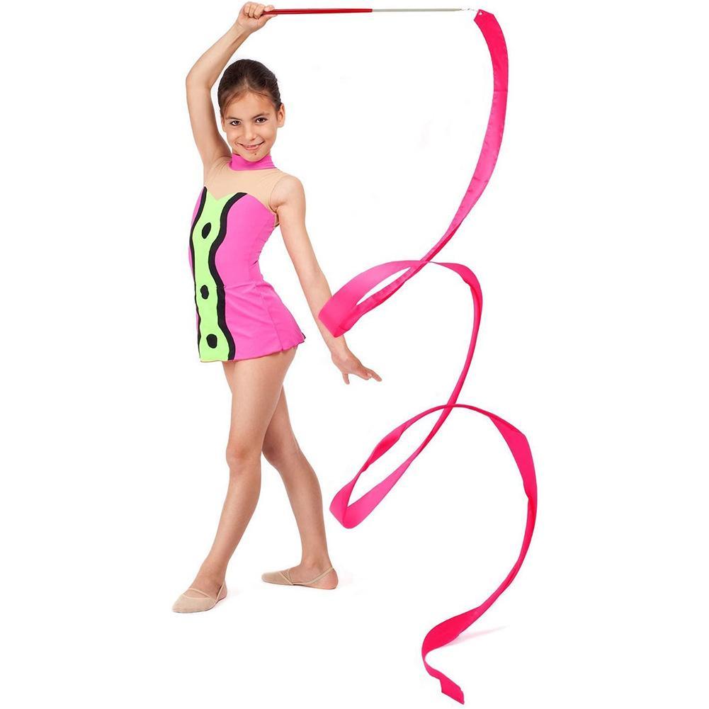 2M/4M Colorful Rythmic Gymnastics Ribbon Dance Ribbon Rhythmic Art Gymnastic Ballet Streamer Twirling Rod Stick Training