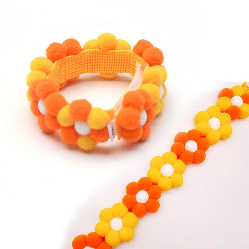 Adjustable Rainbow Flower Pet Collar with Fur Ball - Cute and Soft for Cats and Dogs