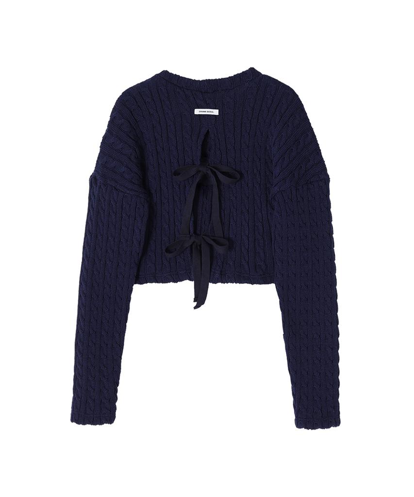 CRANK Ribbon Cable Crop Knit_Navy