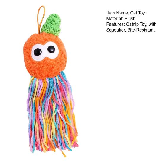 Cat Catnip Toy Soft Stuffed Ball Chew Toy Interactive Squeaky Octopus Kitten Teething Toy with Colorful Tassels for Indoor Cats Entertainment