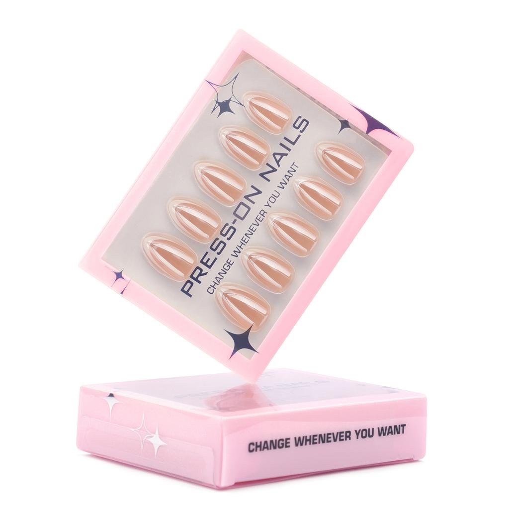 Premium sense 30 pieces Boxed wearing nail short almond nail fake nail classic French manicure nail piece
