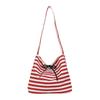 Casual striped canvas bag women's spring and summer new largecapacity commuter shoulder messenger bag