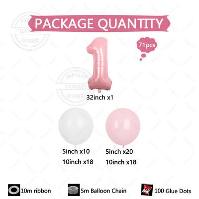 107pc/set Pink Cozy and Cute Style Digital Aluminum Film Balloon 1-9 Suitable for Birthday  Party Anniversary Graduation Season