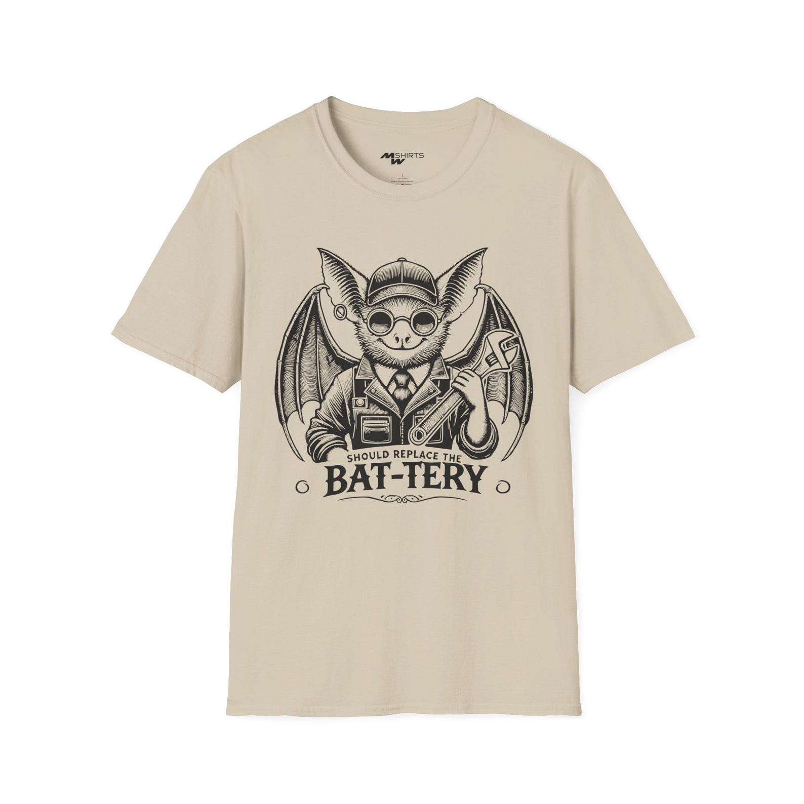 Mechanic Bat T-Shirt: Vintage Engraving Graphic Print 4XL