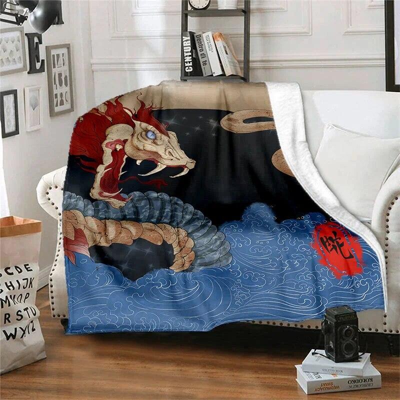 Twelve Chinese Zodiac Signs Pattern Printing Manta Sofa Bed Cover Soft  Blanket Plaid Soft Warm Flannel Throw Blankets Fans Gif