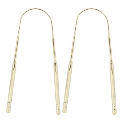 2 יחידות מגרד לשון מפלדת אל-חלד בצורת U מנקה לשון להיגיינת טיפוח הפה זהב