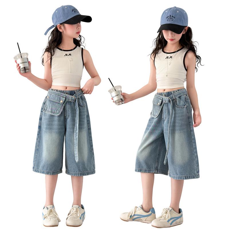 2026 Stilvolle Jeans-Shorts für Mädchen, Sommer, mittellang