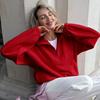 2026 Autumn Winter New Women's French Minimalist Loose Fit Fashion Sports Sweatshirt Solid Color Casual Outerwear Top