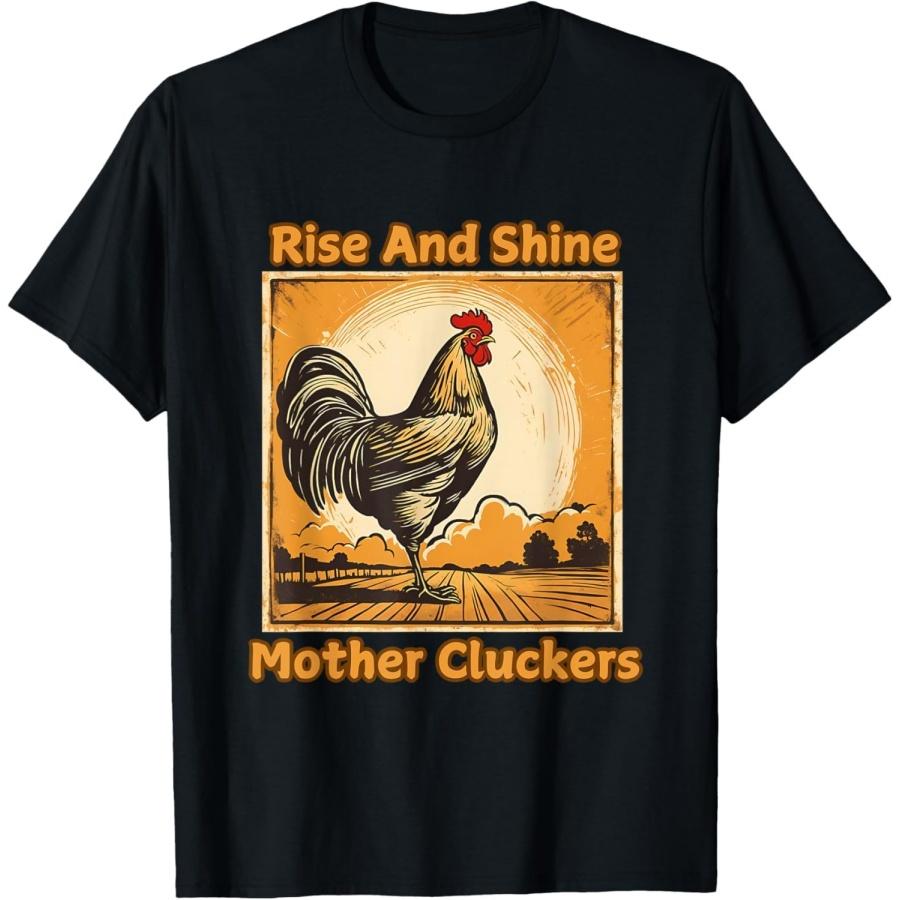 XWDHMHFE Rise and Shine Mother Cluckers Funny Chicken Vintage Design T-Shirt XXXXXL разноцветный