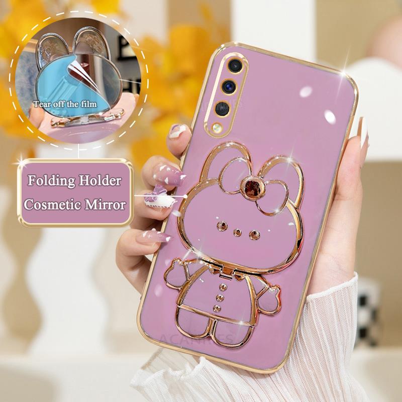 A 50 70 30 Luxury Plating Mirror Holder Case For Samsung Galaxy A50 A70 A20 A30 A10 A10s Silicone Stand Cover A30s A20s A7 2018