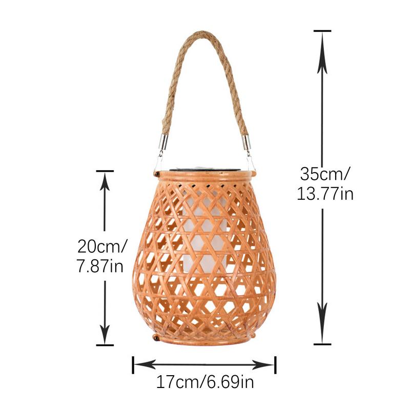 Outdoor Solar Lantern Lights Patio Handled Solar Lantern Outdoor Lights Rattan Art Chinese Retro Fashion Landscape Lighting For