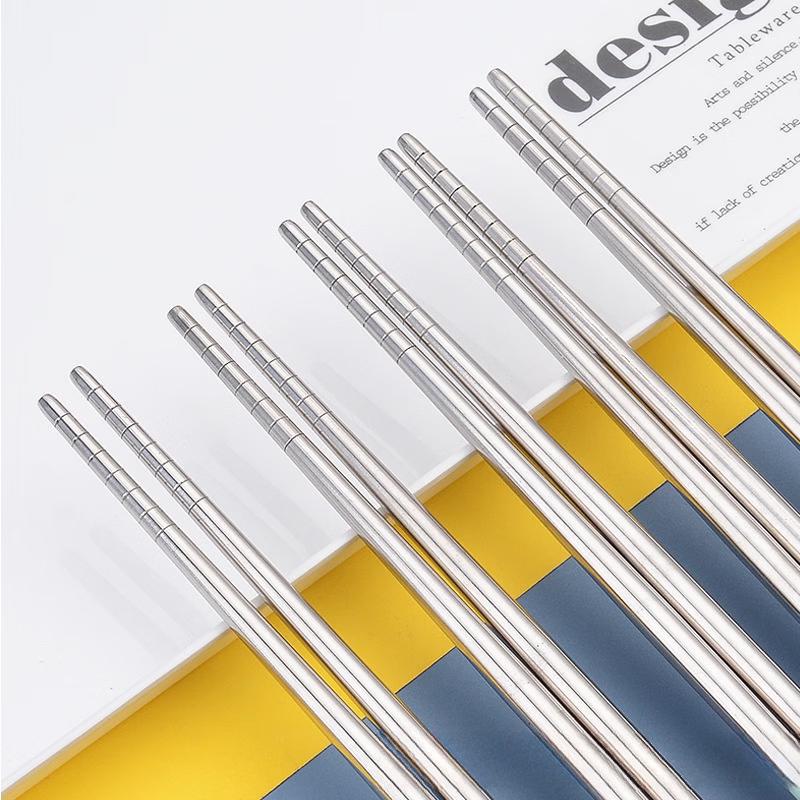 Ru Han Korean Style 304 Stainless Steel & Wheat Straw Non-slip Chopsticks Gift Set