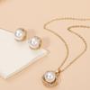 South Sea Shell Pearl Gold-Color Jewelry Sets for Women Cubic Zirconia Necklace Earrings With Party Birthday Wedding Gift