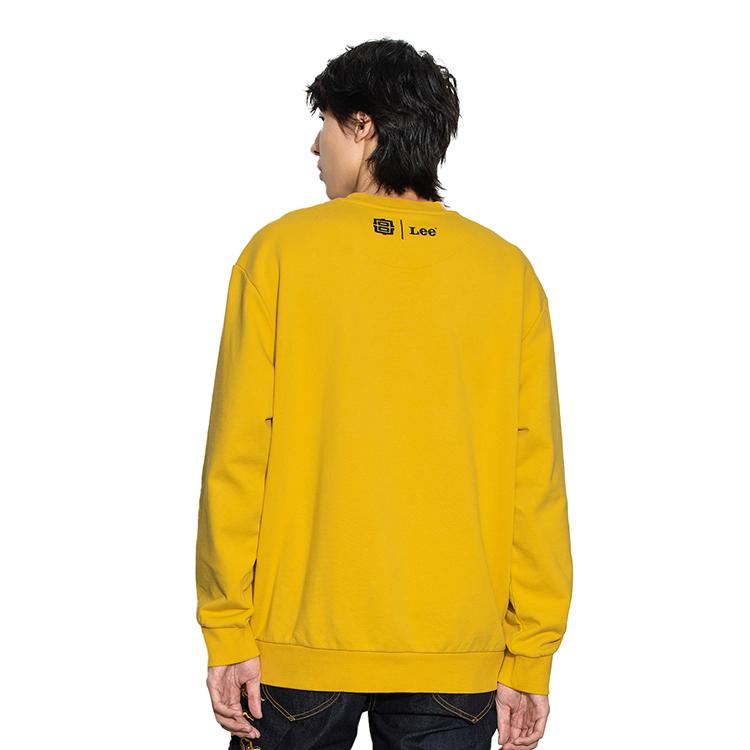 Court Culture Dragon Follows Series Geometric Pattern Embroidered Round Neck Long Sleeve Sweatshirt Men sweatshirt Yellow LMT003642CST00FA01727