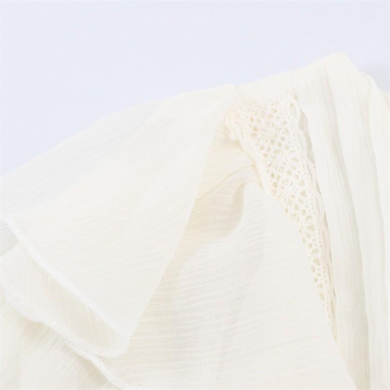 2026 Womens Loose Layered Ruffle Trim Casual Shirt Long Sleeve Round Neck Comfort Fit