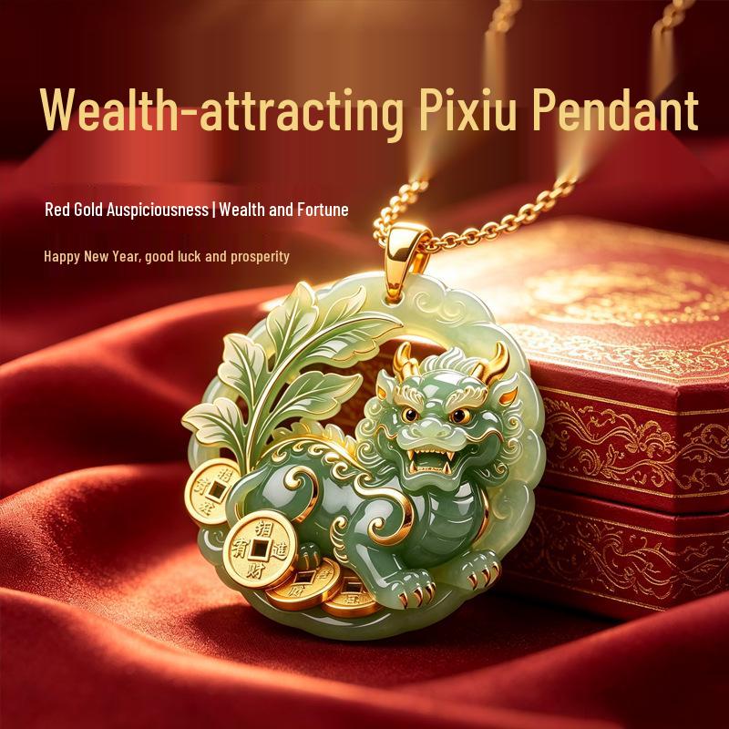 Pixiu Wealth-Attracting Enamel Pendant Necklace - Light Luxury, High-End Clavicle Chain with Niche Design