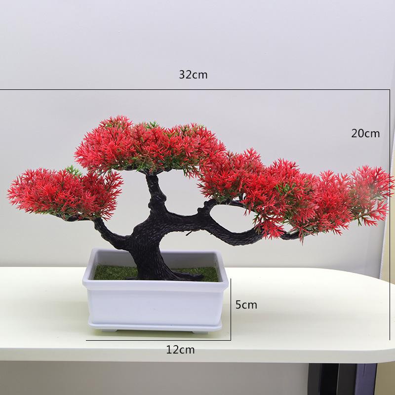 Artificial Pine Bonsai Desktop Decoration - Small Potted Green Plant Ornament for Living Room