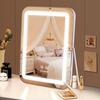 Vanity Mirror with Lights, 14.5" Light Up Makeup Mirror, LED Makeup Mirror with Lights for Bedroom Tabletop, Smart Touch Control 3 Colors Dimmable,