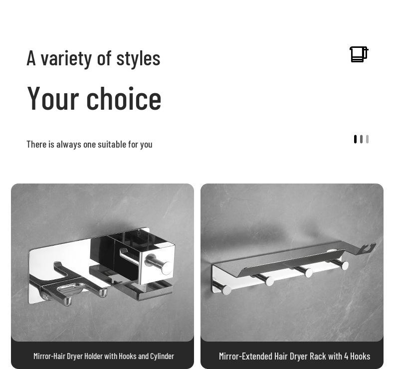 Wall-Mounted Stainless Steel Multifunctional Bathroom Hair Dryer Holder