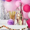 50pcs Golden Foil Paper Straws Biodegradable Striped Wave Polka Dot Disposable Drinking Straws For Party Wedding Birthday