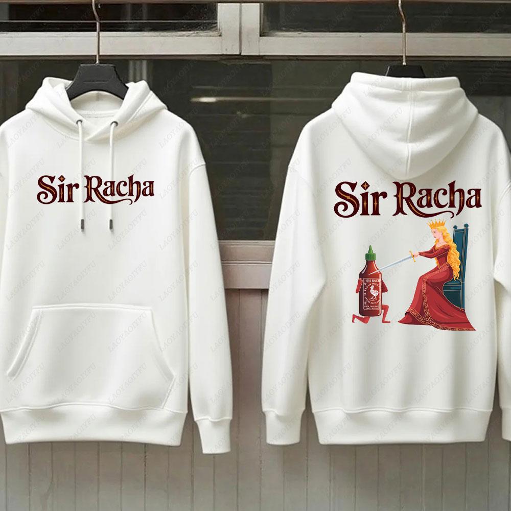 Sir Racha Man Woman 2 SidedHoodies Sri Racha Medieval Art Pullover Sriracha Fan Merch Retro Medieval Graphic Sweatshirt Hoodie
