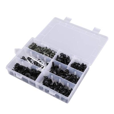 Viprh Motorcycle 198PCS Universal Fairing Bolt Screw Bodywork Kit Compatible with Honda Kawasaki Ducati Black