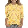 Children's Seven Quarter Sleeve Easter Print Round Neck Print Casual Top