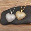 Nidin New Arrival Romantic Heart Shape Elegant Aesthetic Pendant Necklace 2 Styles For Female Male Shine Zircon Jewelry Gifts
