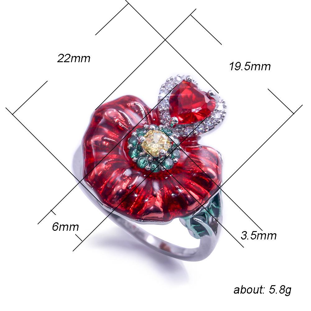 Rose Ring Female, Enamel Cloisonne Craft Ring