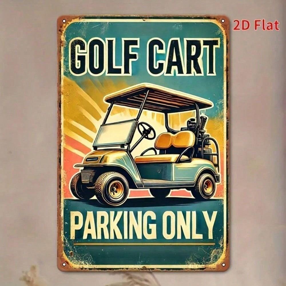 

Retro Golf Cart Parking Only Metal Wall Sign for Garage