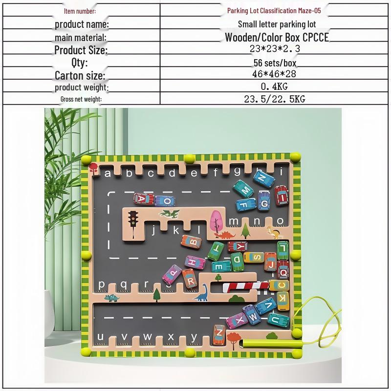 Magnetic Maze Car Parking and Alphabet Game for Spelling and Recognition