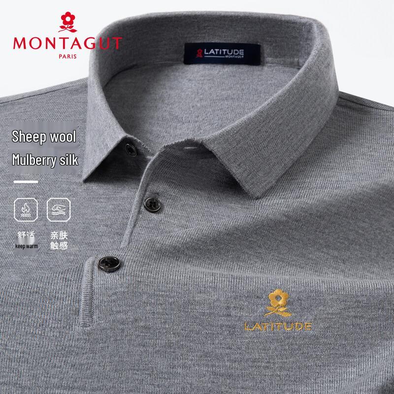 MONTAGUT Men's Embroidered Silk-Blend Merino Wool Sweater