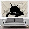 Cute Black Cat Tapestry Minimalist Sketch Style Wall Hanging Bedroom Living Room Boho Aesthetic Wall Decor Home