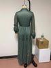 Women's Long Sleeve Printed Maxi Dress Shirt Collar Overalls Long Skirt