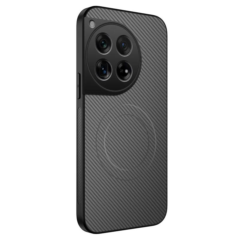 Anti-Drop Carbon Fiber Silicone Soft Phone Case For OnePlus 11 12 13R Lens Protect Magnetic Wireless Charging Back Cover Cases